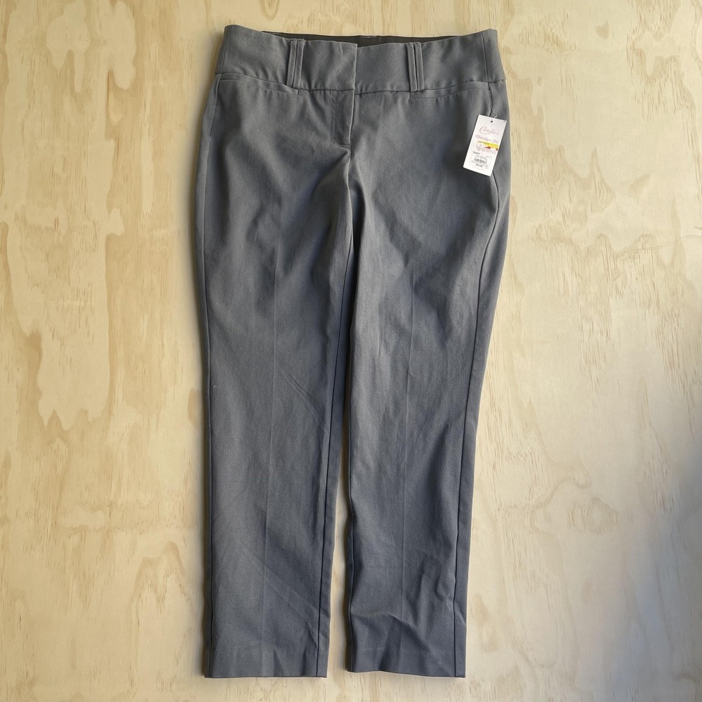 Candies Ankle Pants Womens 11 Gray Twill Marilyn Fit Tapered Stretch Casual